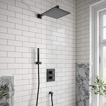 Villeroy and Boch Square Complete Shower Set - Matt Black