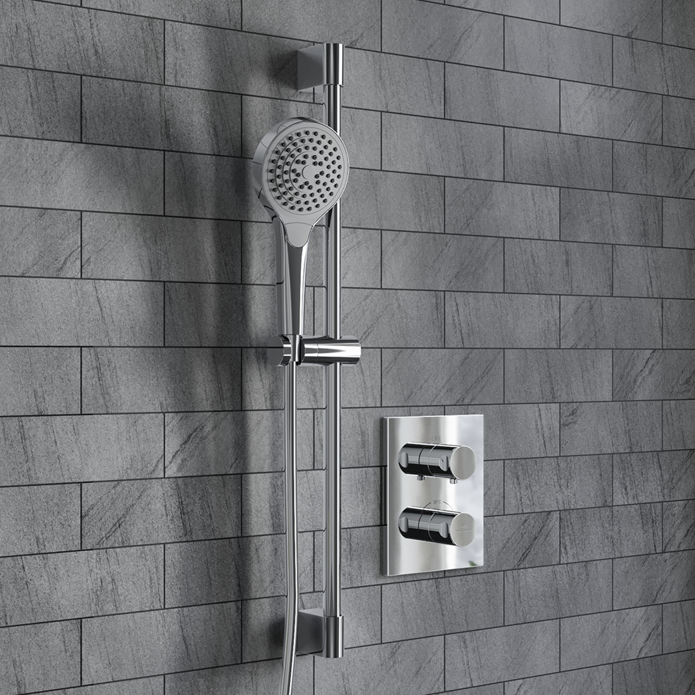 Villeroy and Boch Square Verve Complete Shower Set with Slider Rail Kit