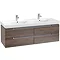 Villeroy and Boch Subway 2.0 Arizona Oak 1300mm Wall Hung Double Basin Vanity Unit Large Image