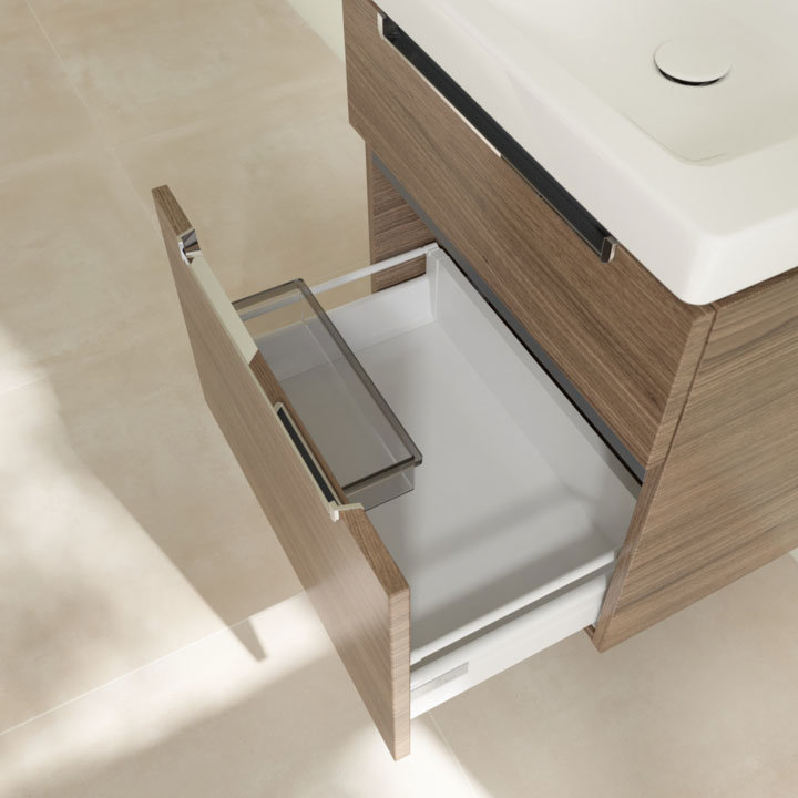 Villeroy and Boch Subway 2.0 Arizona Oak 600mm Wall Hung 2-Drawer Vanity Unit In Bathroom Large Ima