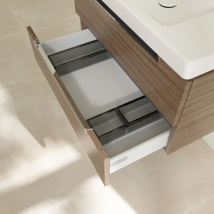 Villeroy and Boch Subway 2.0 Arizona Oak 800mm Wall Hung 2-Drawer Vanity Unit  In Bathroom Large Ima