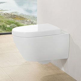 Villeroy and Boch Subway 2.0 DirectFlush Rimless Wall Hung Toilet + Soft Close Seat - 5814HR01 Mediu