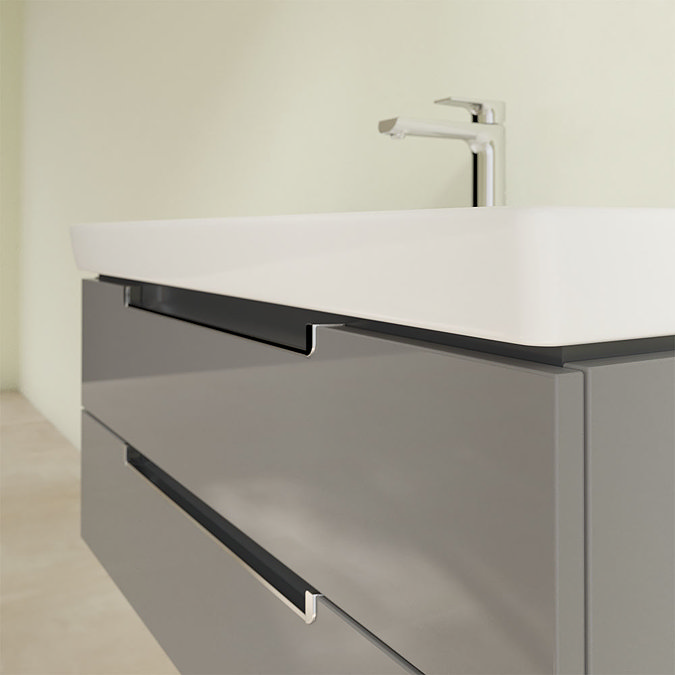 Villeroy and Boch Subway 2.0 Glossy Grey 1000mm Wall Hung 2-Drawer Vanity Unit Feature Large Image