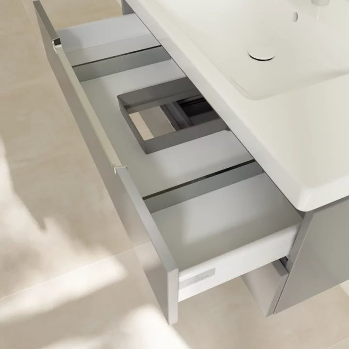 Villeroy and Boch Subway 2.0 Glossy Grey 1000mm Wall Hung 2-Drawer Vanity Unit Standard Large Image