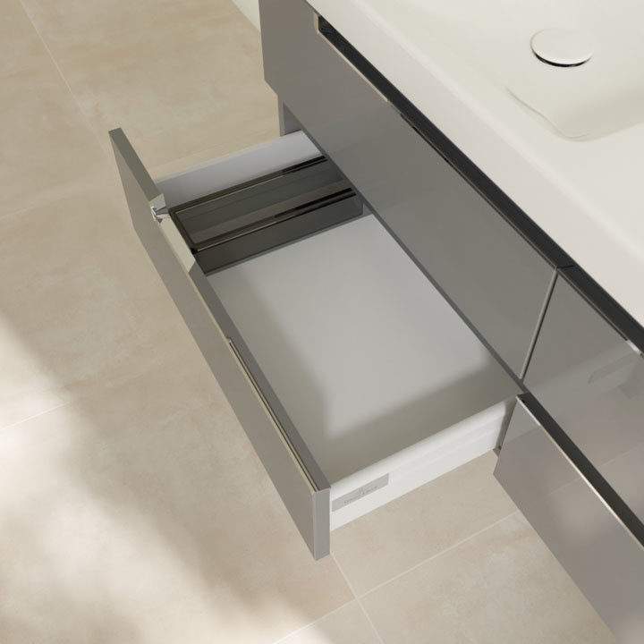 Villeroy and Boch Subway 2.0 Glossy Grey 1300mm Wall Hung Double Basin Vanity Unit additional Large