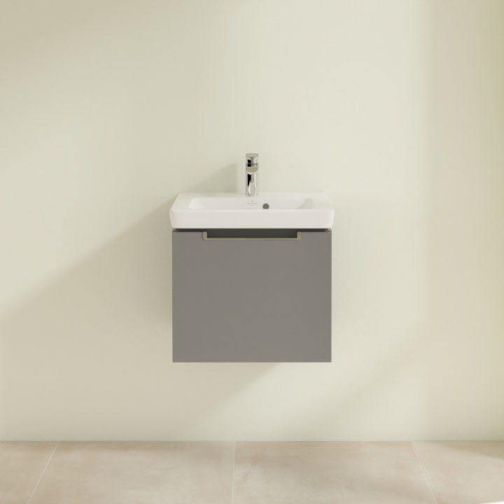 Villeroy and Boch Subway 2.0 Glossy Grey 500mm Wall Hung 1-Drawer Vanity Unit Feature Large Image