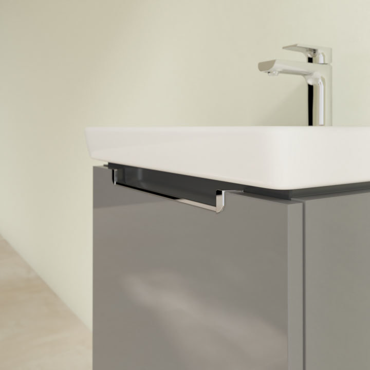 Villeroy and Boch Subway 2.0 Glossy Grey 500mm Wall Hung 1-Drawer Vanity Unit  In Bathroom Large Ima