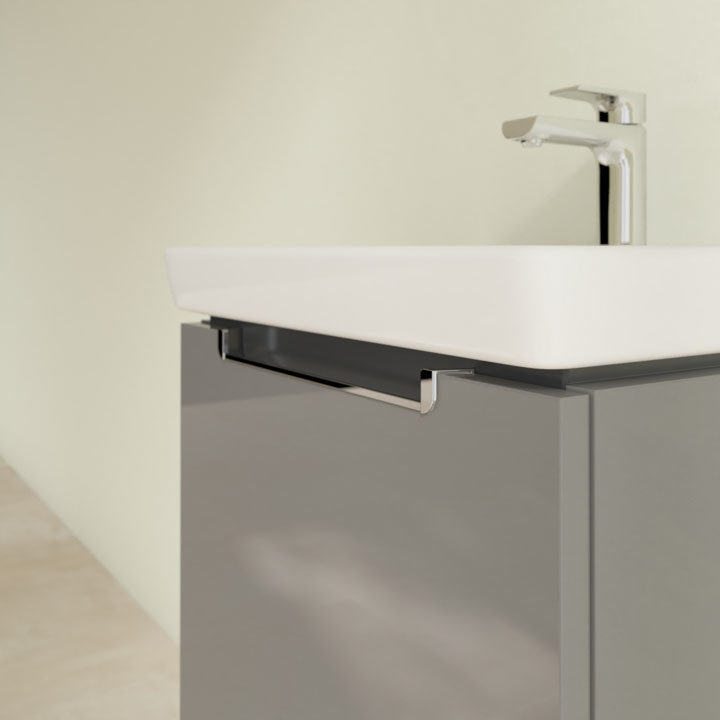 Villeroy and Boch Subway 2.0 Glossy Grey 500mm Wall Hung 1-Drawer Vanity Unit In Bathroom Large Ima