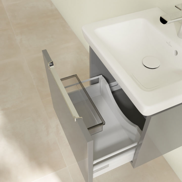 Villeroy and Boch Subway 2.0 Glossy Grey 500mm Wall Hung 1-Drawer Vanity Unit additional Large Imag