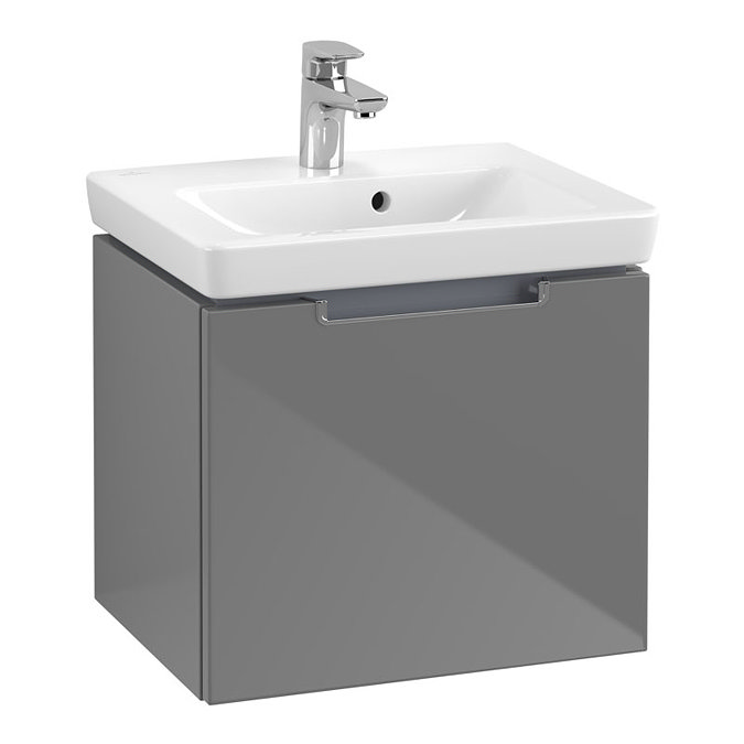 Villeroy and Boch Subway 2.0 Glossy Grey 500mm Wall Hung 1-Drawer Vanity Unit Large Image