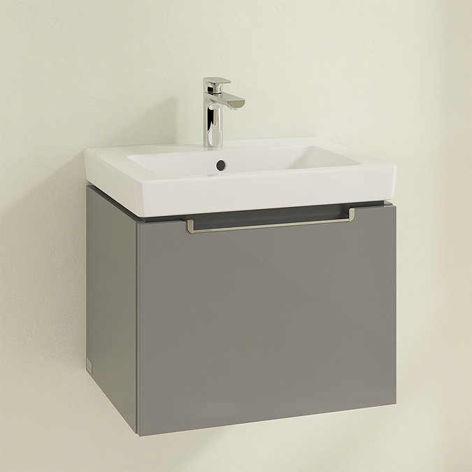 Villeroy and Boch Subway 2.0 Glossy Grey 550mm Wall Hung 1-Drawer Vanity Unit  Profile Large Image