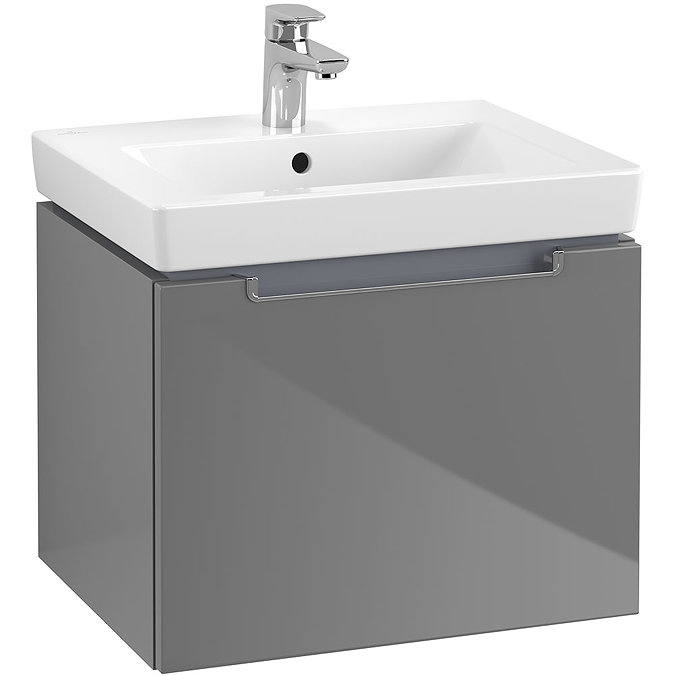 Villeroy and Boch Subway 2.0 Glossy Grey 550mm Wall Hung 1-Drawer Vanity Unit Large Image