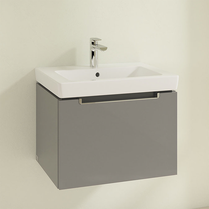 Villeroy and Boch Subway 2.0 Glossy Grey 600mm Wall Hung 1-Drawer Vanity Unit  Profile Large Image