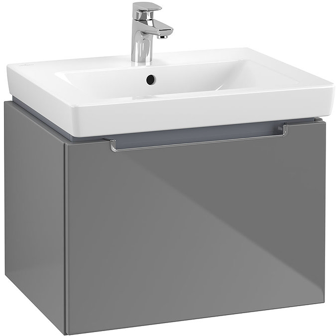 Villeroy and Boch Subway 2.0 Glossy Grey 600mm Wall Hung 1-Drawer Vanity Unit Large Image