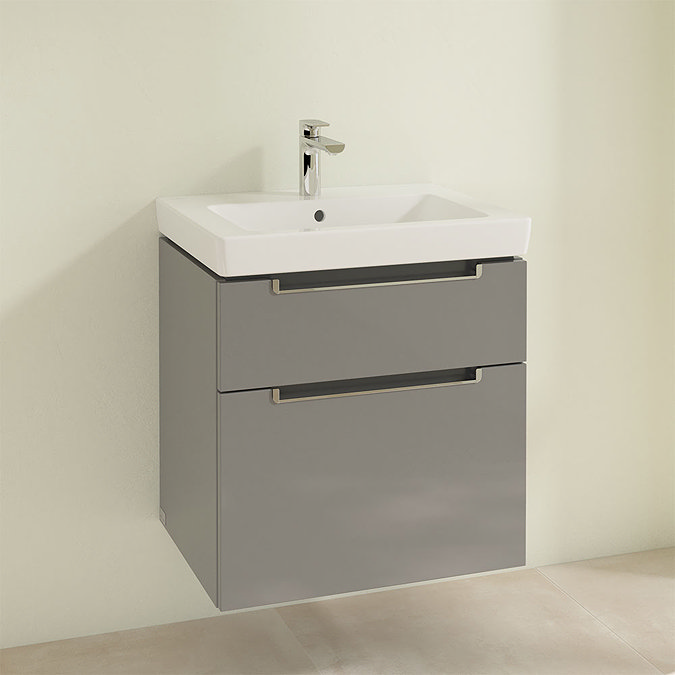 Villeroy and Boch Subway 2.0 Glossy Grey 600mm Wall Hung 2-Drawer Vanity Unit  Profile Large Image