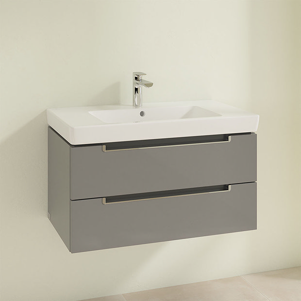 Villeroy and Boch Subway 2.0 Glossy Grey 800mm Wall Hung 2Drawer Vanity Unit