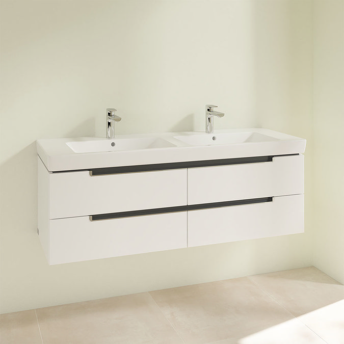 Villeroy and Boch Subway 2.0 Glossy White 1300mm Wall Hung Double Basin Vanity Unit Profile Large I