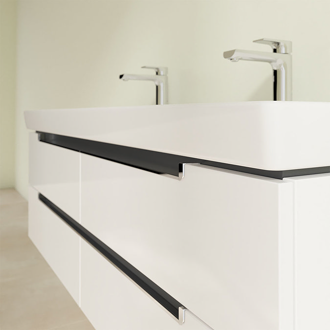 Villeroy and Boch Subway 2.0 Glossy White 1300mm Wall Hung Double Basin Vanity Unit  Feature Large I
