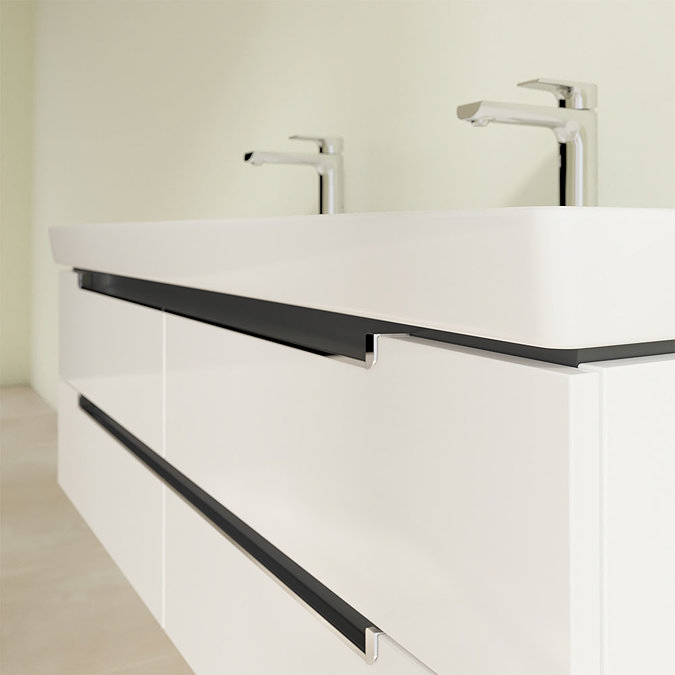 Villeroy and Boch Subway 2.0 Glossy White 1300mm Wall Hung Double Basin Vanity Unit Feature Large I