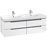Villeroy and Boch Subway 2.0 Glossy White 1300mm Wall Hung Double Basin Vanity Unit Large Image