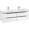 Villeroy and Boch Subway 2.0 Glossy White 1300mm Wall Hung Double Basin Vanity Unit Large Image