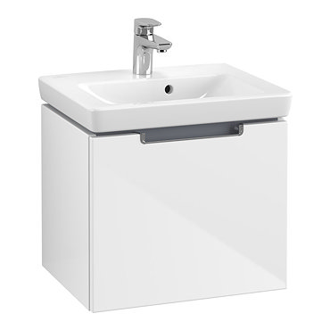Villeroy and Boch Subway 2.0 Glossy White 500mm Wall Hung 1-Drawer Vanity Unit  Profile Large Image
