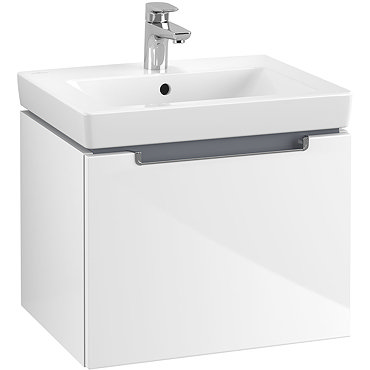 Villeroy and Boch Subway 2.0 Glossy White 550mm Wall Hung 1-Drawer Vanity Unit  Profile Large Image