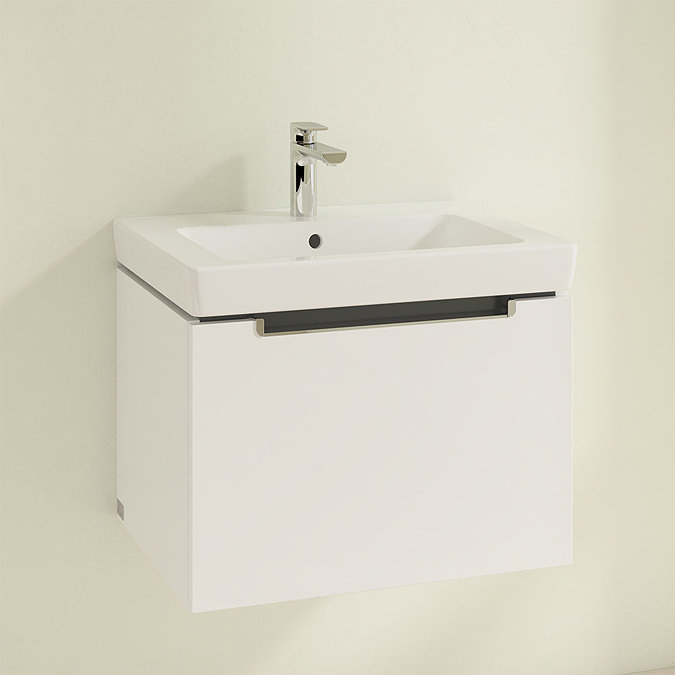 Villeroy and Boch Subway 2.0 Glossy White 600mm Wall Hung 1-Drawer Vanity Unit Profile Large Image