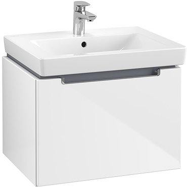 Villeroy and Boch Subway 2.0 Glossy White 600mm Wall Hung 1-Drawer Vanity Unit  Profile Large Image