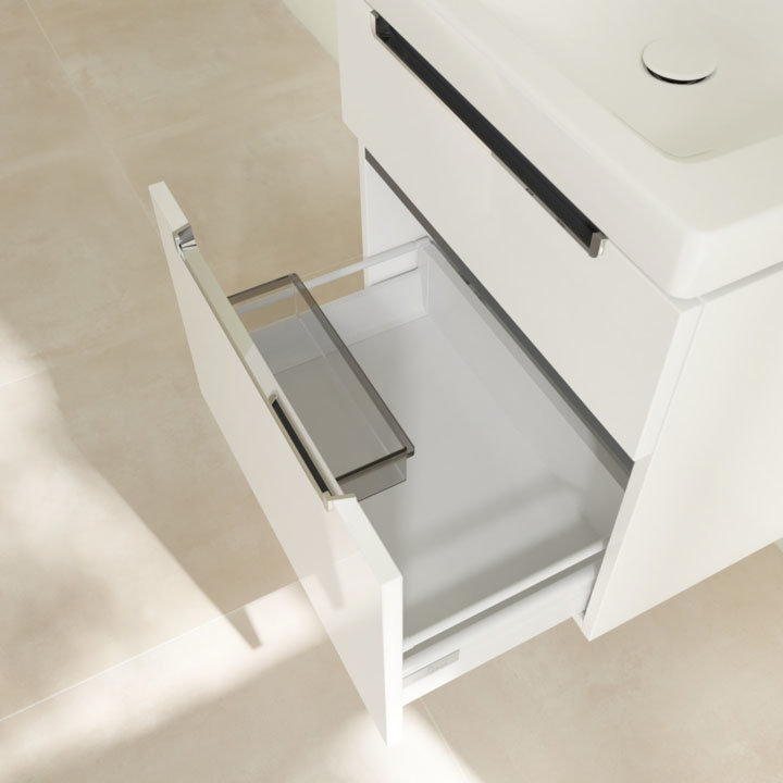 Villeroy and Boch Subway 2.0 Glossy White 600mm Wall Hung 2-Drawer Vanity Unit In Bathroom Large Im