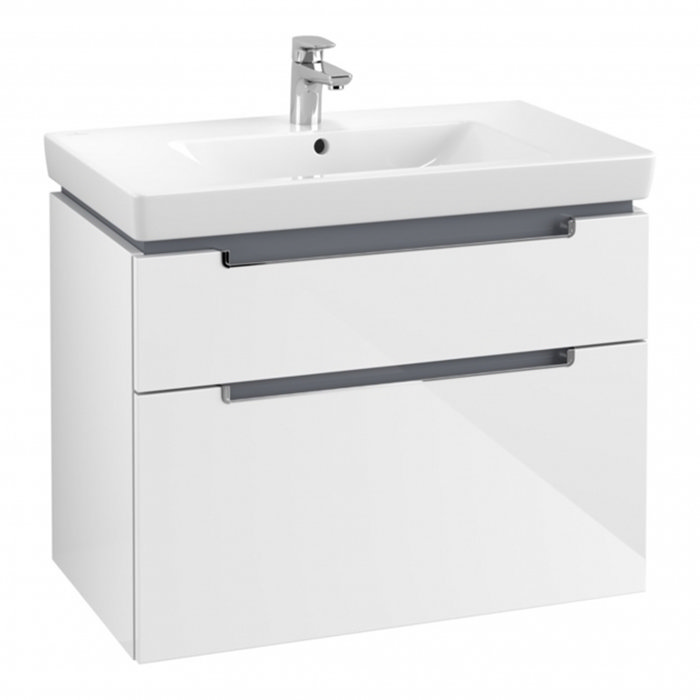 Villeroy and Boch Subway 2.0 Glossy White 800mm Wall Hung 2-Drawer Vanity Unit