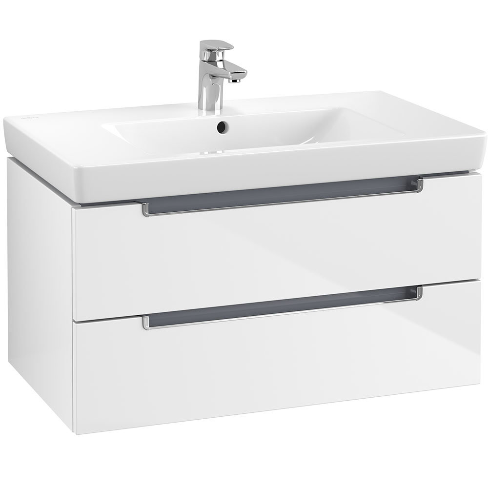 Villeroy and Boch Subway 2.0 Glossy White 800mm Wall Hung 2Drawer Vanity Unit