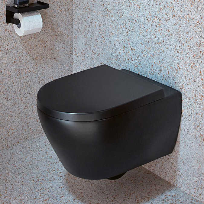 Villeroy and Boch Subway 2.0 Matt Black Rimless Wall Hung Toilet + Soft Close Seat