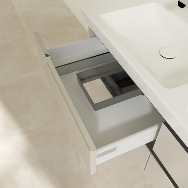 Villeroy and Boch Subway 2.0 Soft Grey 1300mm Wall Hung Double Basin Vanity Unit  In Bathroom Large 