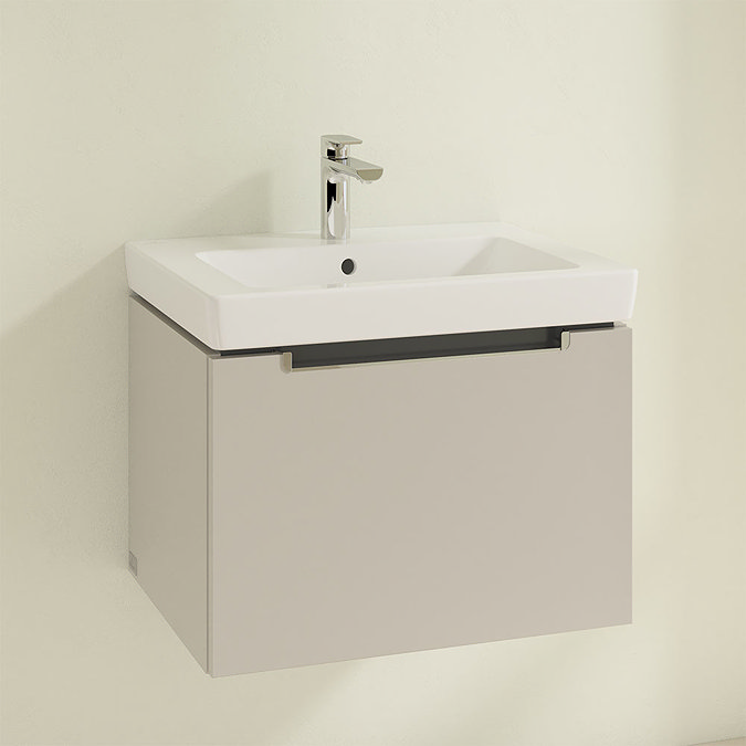 Villeroy and Boch Subway 2.0 Soft Grey 600mm Wall Hung 1-Drawer Vanity Unit Profile Large Image