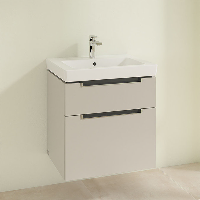 Villeroy and Boch Subway 2.0 Soft Grey 600mm Wall Hung 2-Drawer Vanity Unit Profile Large Image
