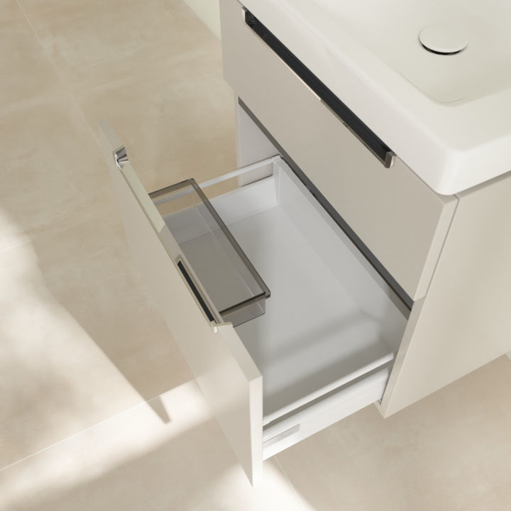 Villeroy and Boch Subway 2.0 Soft Grey 600mm Wall Hung 2-Drawer Vanity Unit In Bathroom Large Image