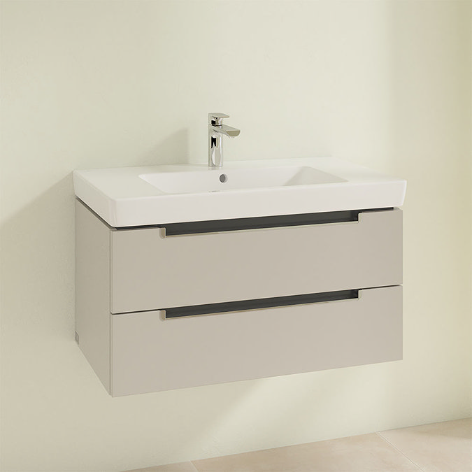 Villeroy and Boch Subway 2.0 Soft Grey 800mm Wall Hung 2-Drawer Vanity Unit  Profile Large Image