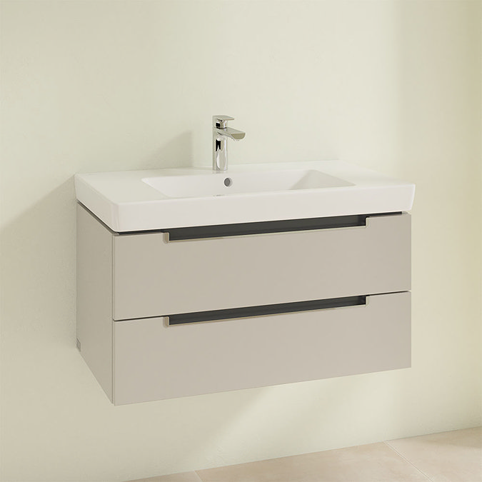 Villeroy and Boch Subway 2.0 Soft Grey 800mm Wall Hung 2-Drawer Vanity Unit Profile Large Image