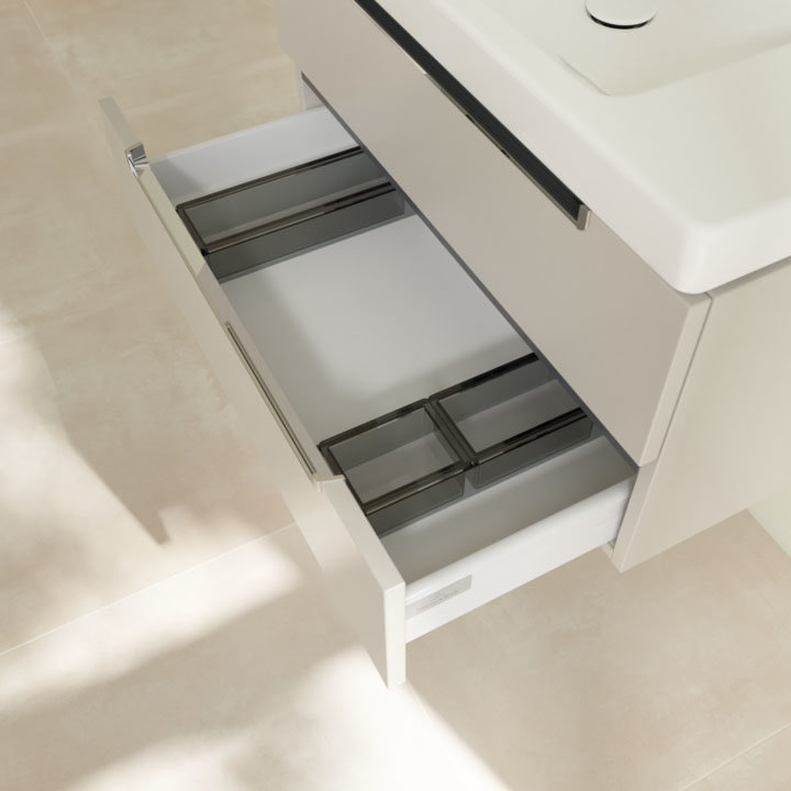 Villeroy and Boch Subway 2.0 Soft Grey 800mm Wall Hung 2-Drawer Vanity Unit In Bathroom Large Image