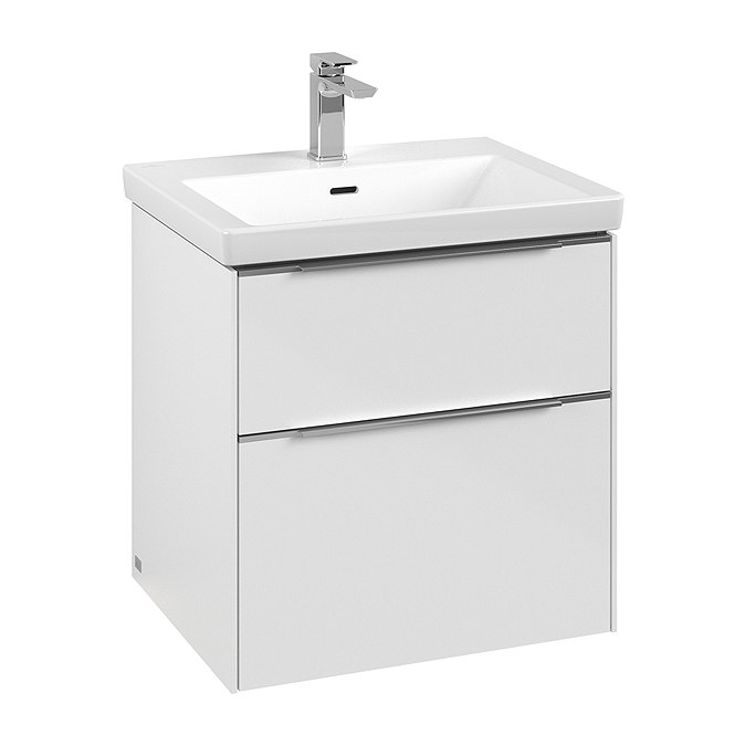 Villeroy and Boch Subway 3.0 Brilliant White 600mm Wall Hung 2-Drawer Vanity Unit with LED Lighting