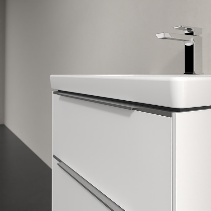 Villeroy and Boch Subway 3.0 Brilliant White 600mm Wall Hung 2-Drawer Vanity Unit with LED Lighting