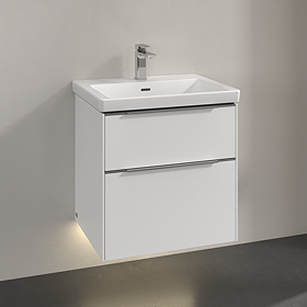 Villeroy and Boch Subway 3.0 Brilliant White 600mm Wall Hung 2-Drawer Vanity Unit with LED Lighting