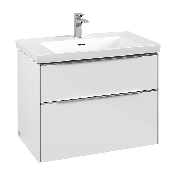 Villeroy and Boch Subway 3.0 Brilliant White 800mm Wall Hung 2-Drawer Vanity Unit with LED Lighting