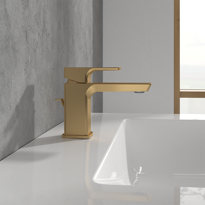 Villeroy and Boch Subway 3.0 Cloakroom Lever Basin Mixer with Pop Up Waste - Brushed Gold