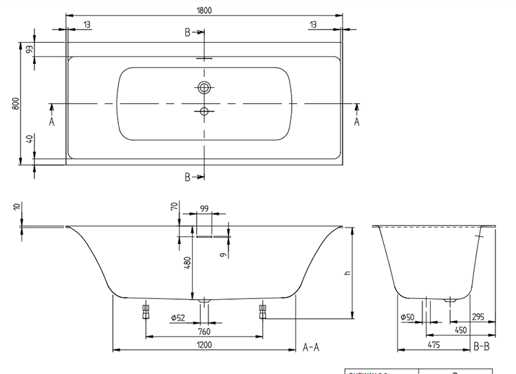 1800 x 800mm