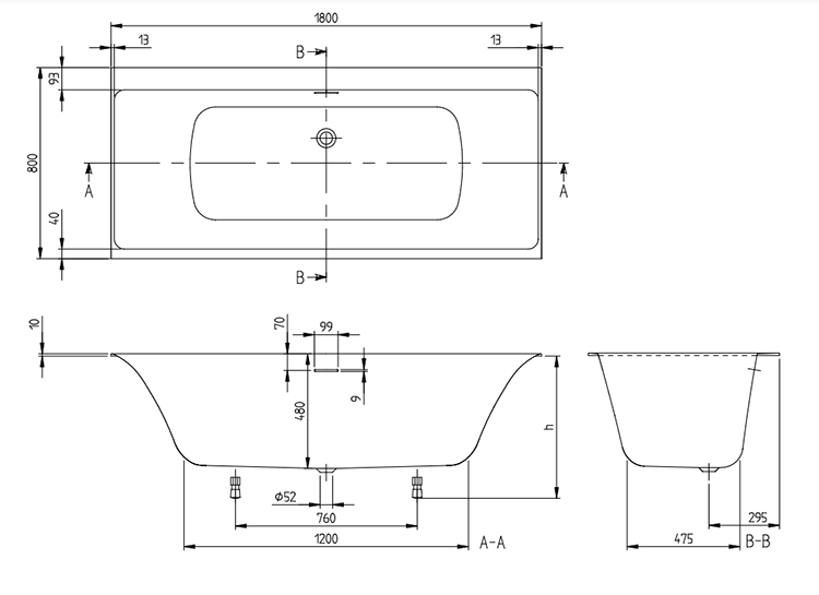 1800 x 800mm