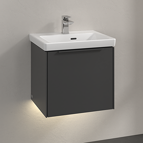 Villeroy and Boch Subway 3.0 Graphite 500mm Wall Hung 1-Drawer Vanity Unit with LED Lighting