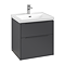 Villeroy and Boch Subway 3.0 Graphite 600mm Wall Hung 2-Drawer Vanity Unit with LED Lighting