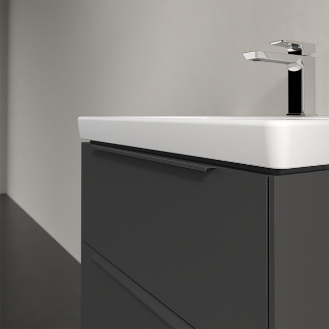 Villeroy and Boch Subway 3.0 Graphite 600mm Wall Hung 2-Drawer Vanity Unit with LED Lighting